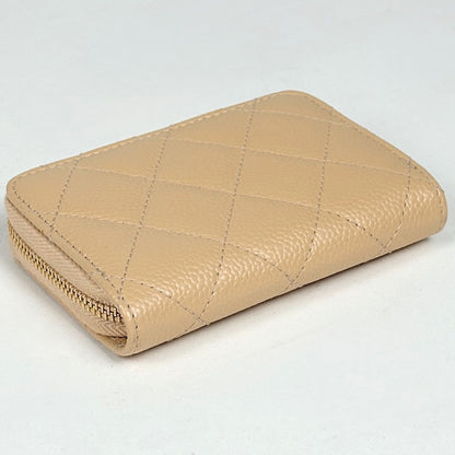Chanel CC Logo Coin Case Card Caviar Leather Beige — view 2