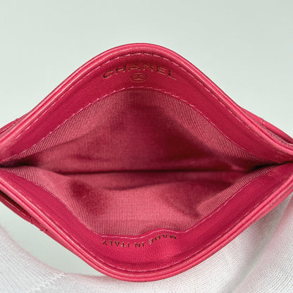 Chanel CC Logo Card Case Patent Patent Leather Pink — view 6