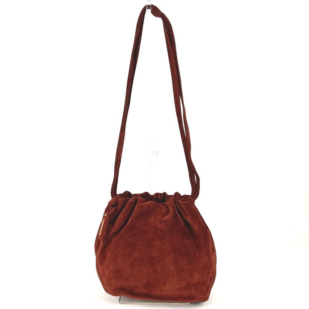 Chanel Shoulder Bag Logo Drawstring Suede