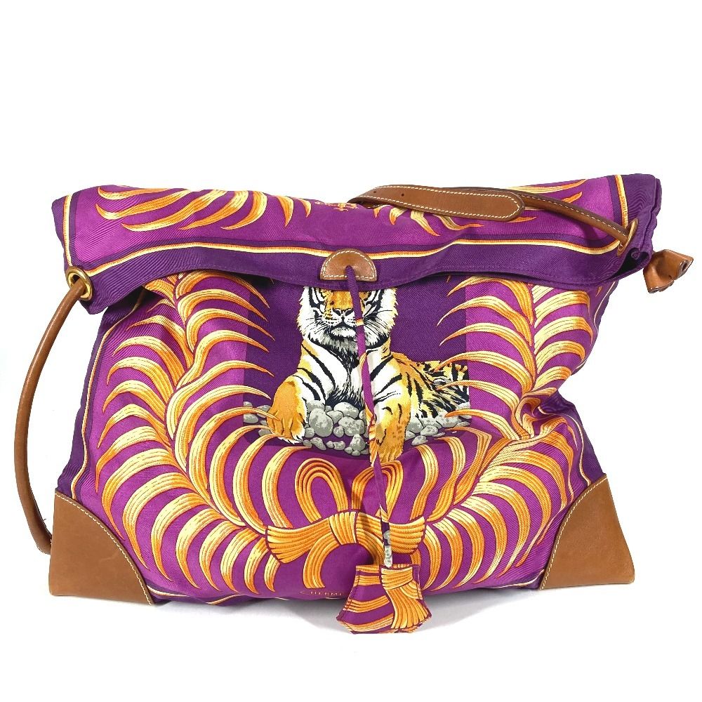 Hermes Shoulder Bag Silk City MM Purple