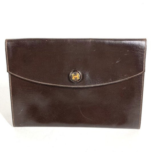 Hermes Second Bag Pochette Trio Leather Brown