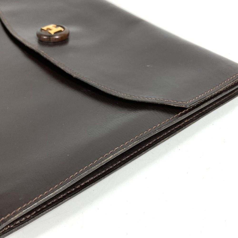 Hermes Second Bag Pochette Trio Leather Brown — view 8