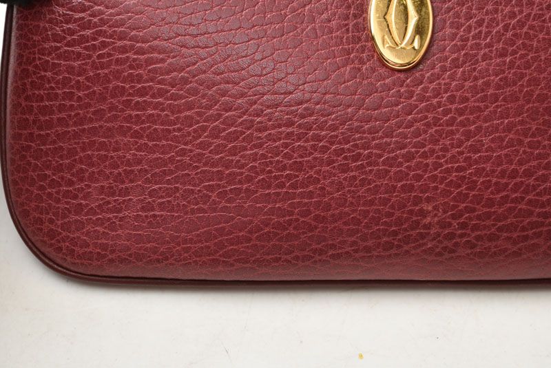 Cartier Coin Case Card Pouch Vintage Must with Bordeaux Chain — view 5
