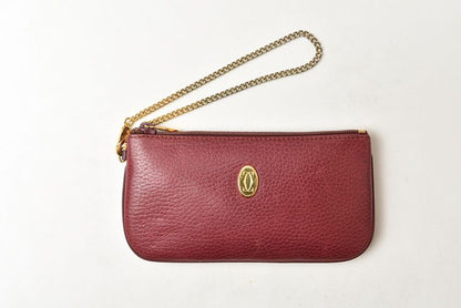 Cartier Coin Case Card Pouch Vintage Must with Bordeaux Chain — view 2
