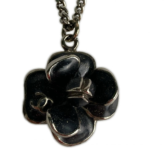 Chanel Necklace CC Logo Camellia Pre Collection Lame 09 P Black