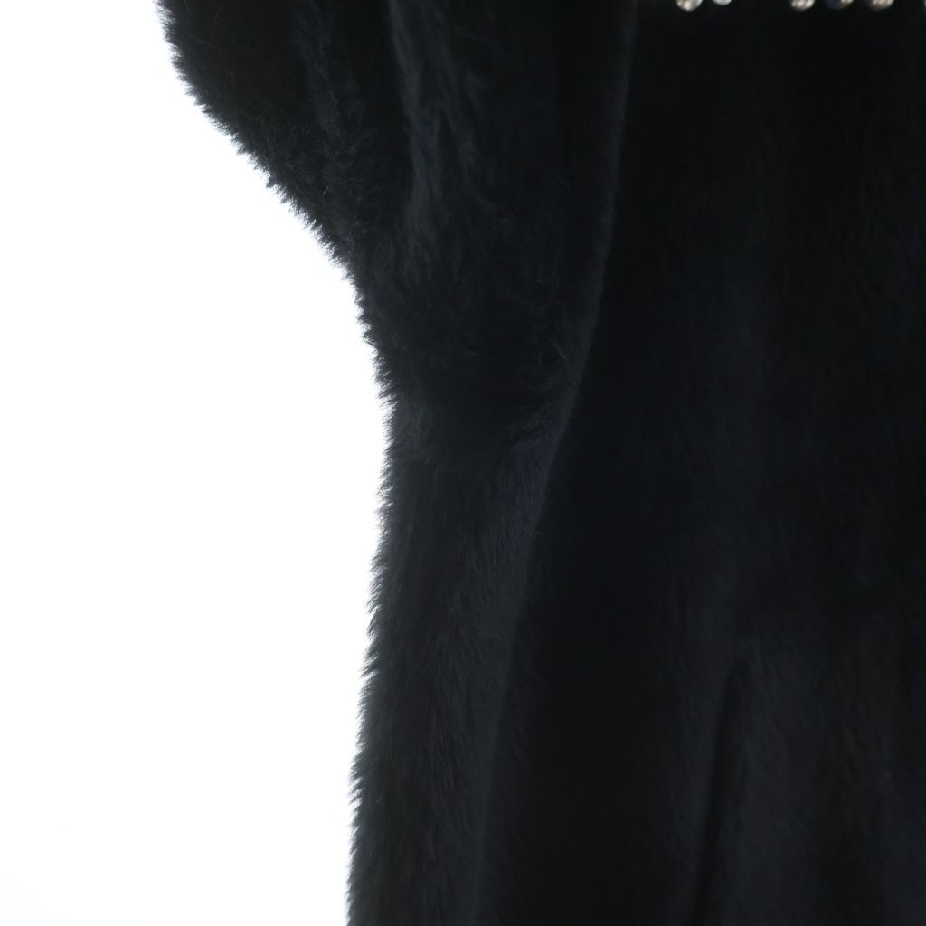 Celine Hedi Slimane Era Studded Logo Alpaca Wool Blend Pullover Hoodie Black — view 6