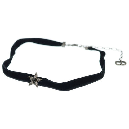 Dior CD Star Rhinestone Velvet Bracelet Black Silver