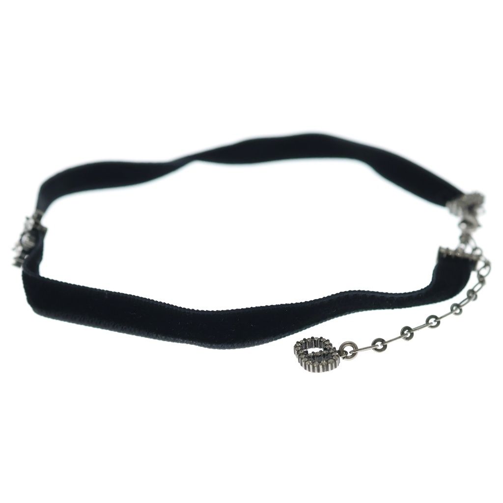 Dior CD Star Rhinestone Velvet Bracelet Black Silver — view 4