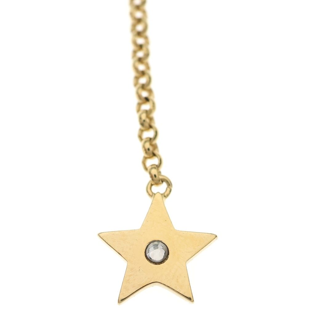 Dior Rhinestone Star Motif Necklace Gold — view 3
