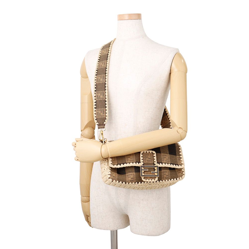 Fendi Handbag Mamma Bucket Raffia Canvas Bag Shoulder 2-Way — view 5