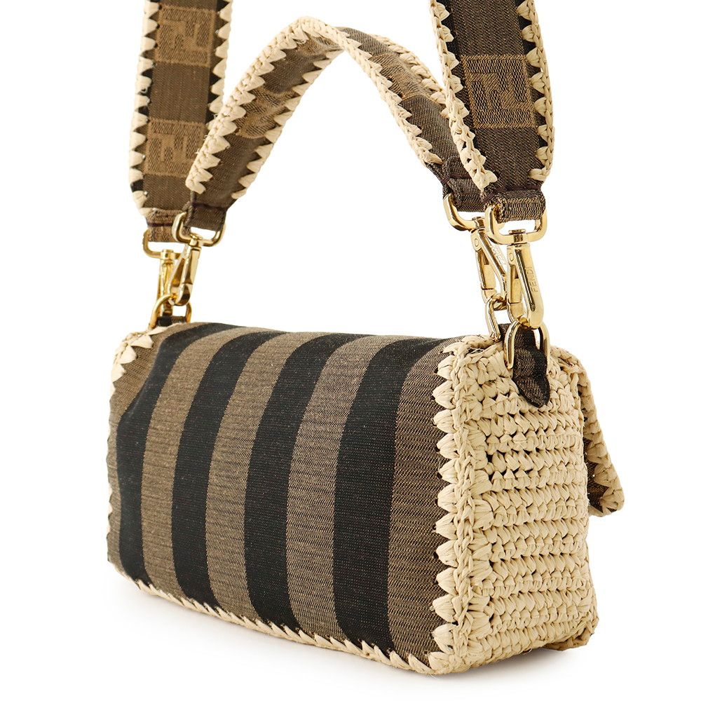Fendi Handbag Mamma Bucket Raffia Canvas Bag Shoulder 2-Way — view 2