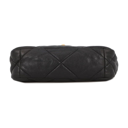 Chanel Chain Shoulder Bag 19 Flap CC Logo Shiny Lambskin Black — view 3