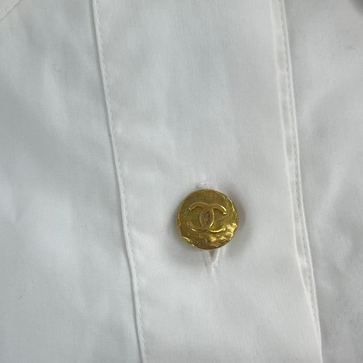 Chanel Blouse Shirt Gold Button Coco — view 3