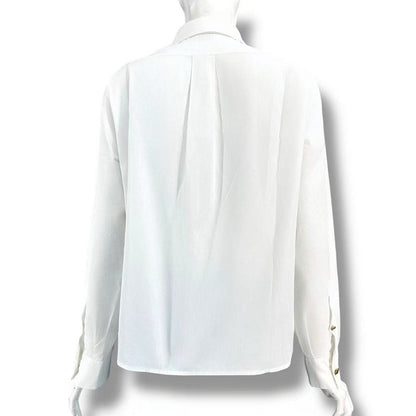 Chanel Blouse Shirt Gold Button Coco — view 2