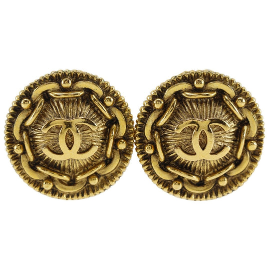 Chanel 97P CC Logo Vintage Gold Plated Earrings