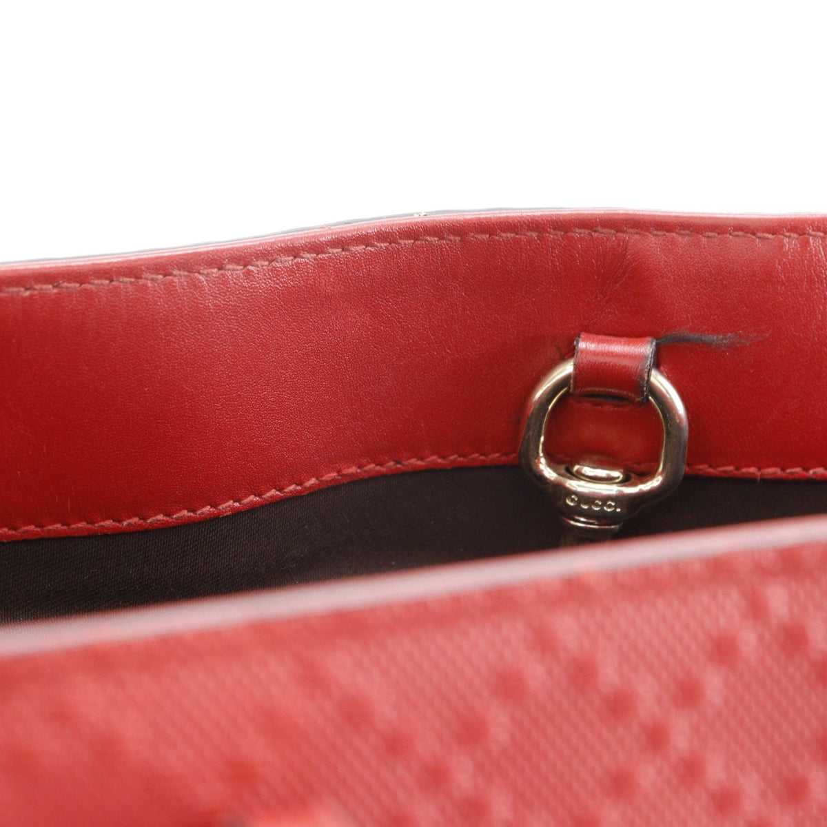 Gucci Diamante Leather Red Tote Bag — view 7