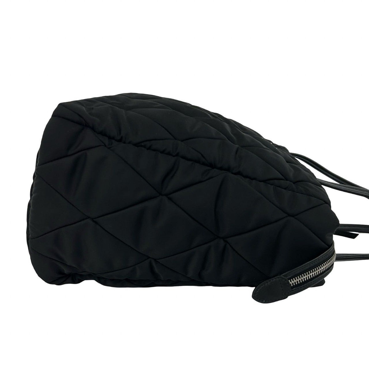 Prada Triangle Logo Quilted Nylon Leather Tote Shoulder Bag Black — view 6