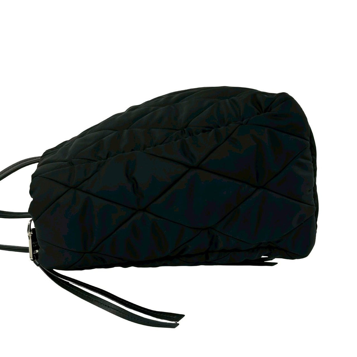Prada Triangle Logo Quilted Nylon Leather Tote Shoulder Bag Black — view 5