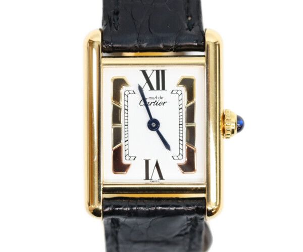 Cartier Trinity Dial Must Tank SM Vermeil Leather Quartz