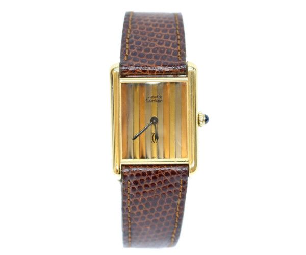Cartier Must Tank Vermeil LM Trinity Dial Hand Wound Leather — view 2