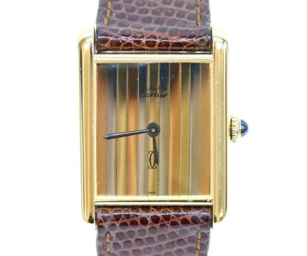 Cartier Must Tank Vermeil LM Trinity Dial Hand Wound Leather