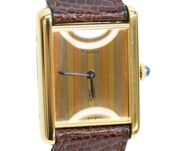 Cartier Must Tank Vermeil LM Trinity Dial Hand Wound Leather — view 5