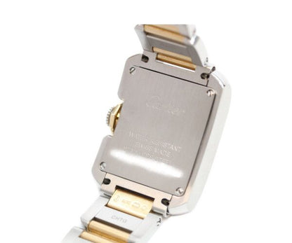 Cartier YG SS Tank Anglaise SM Silver Guilloche Dial Quartz — view 8