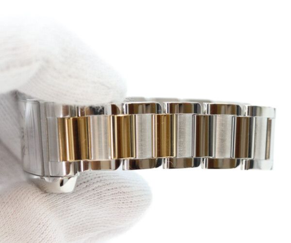 Cartier YG SS Tank Anglaise SM Silver Guilloche Dial Quartz — view 6