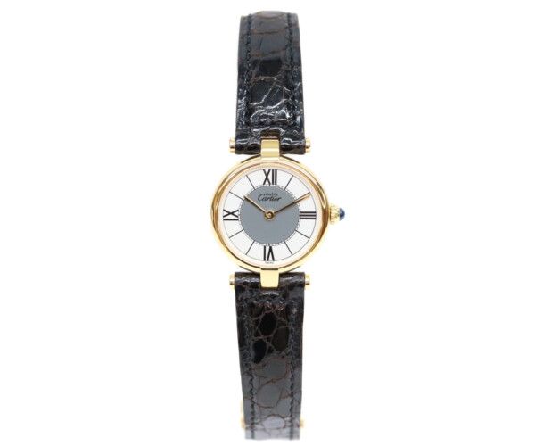 Cartier 925 Must Vendeme Vermeil SM Center Gray Flying Roman Dial — view 2