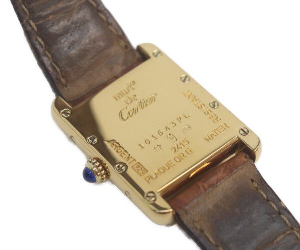 Cartier Must Tank Vermeil SM Late Model Flying Roman Ivory Dial Quartz Leather — view 7