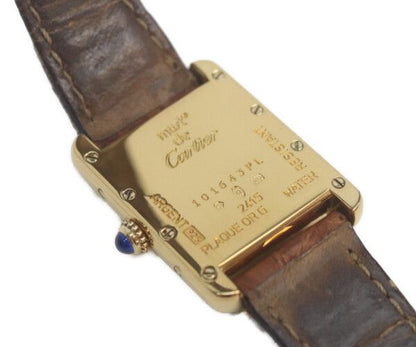 Cartier Must Tank Vermeil SM Late Model Flying Roman Ivory Dial Quartz Leather — view 7
