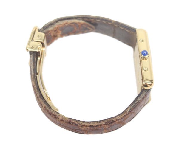 Cartier Must Tank Vermeil SM Late Model Flying Roman Ivory Dial Quartz Leather — view 4