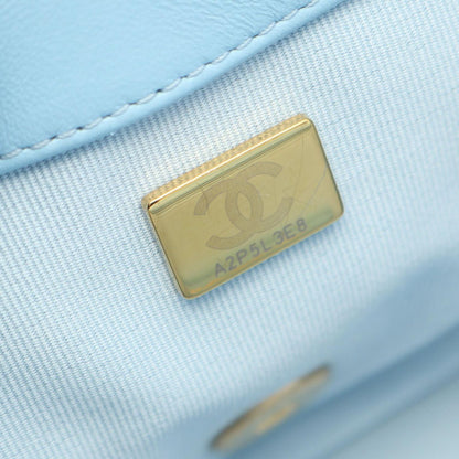 Chanel Shoulder Bag Quilted Light Blue Lambskin Small Flap Chain — view 5