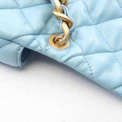 Chanel Shoulder Bag Quilted Light Blue Lambskin Small Flap Chain — view 7