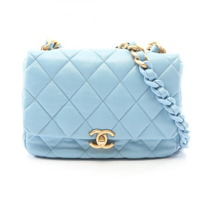 Chanel Shoulder Bag Quilted Light Blue Lambskin Small Flap Chain