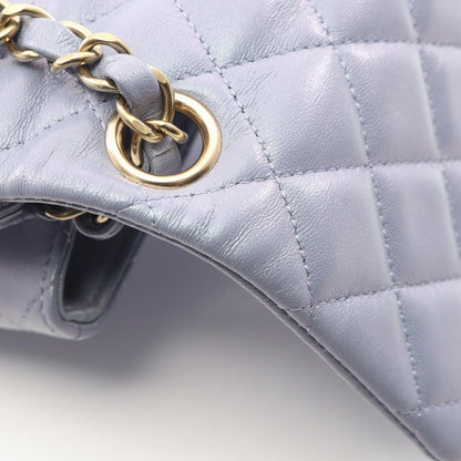 Chanel Shoulder Bag Mini Quilted Metallic Blue Gray Lambskin Chain — view 6