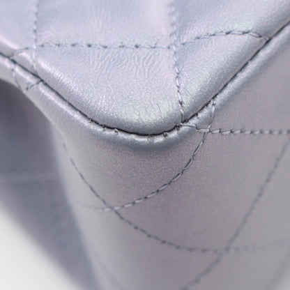 Chanel Shoulder Bag Mini Quilted Metallic Blue Gray Lambskin Chain — view 7