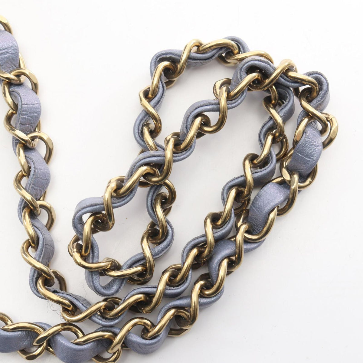 Chanel Shoulder Bag Mini Quilted Metallic Blue Gray Lambskin Chain — view 8