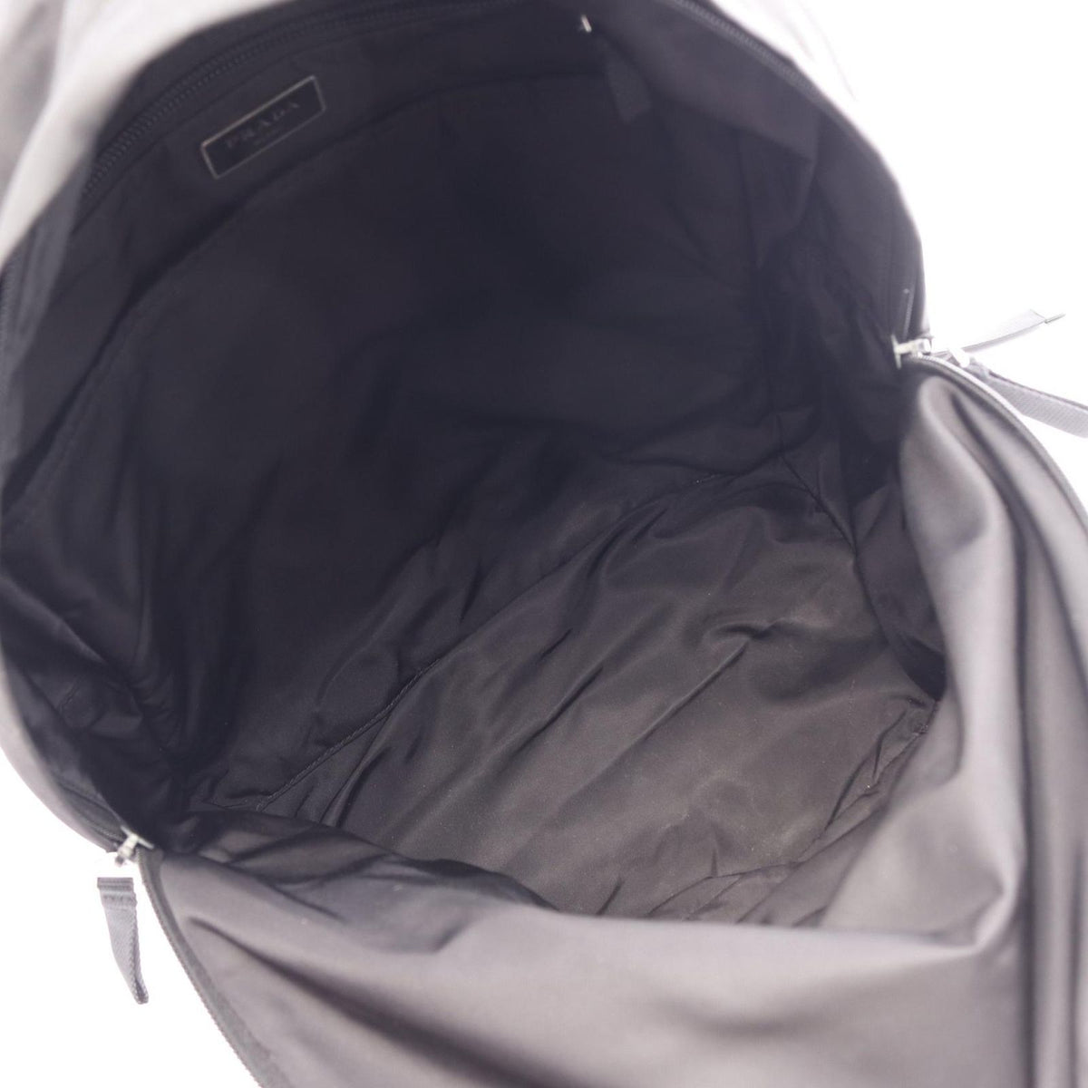 Prada Backpack Triangle Plate Black Nylon Logo Back — view 3