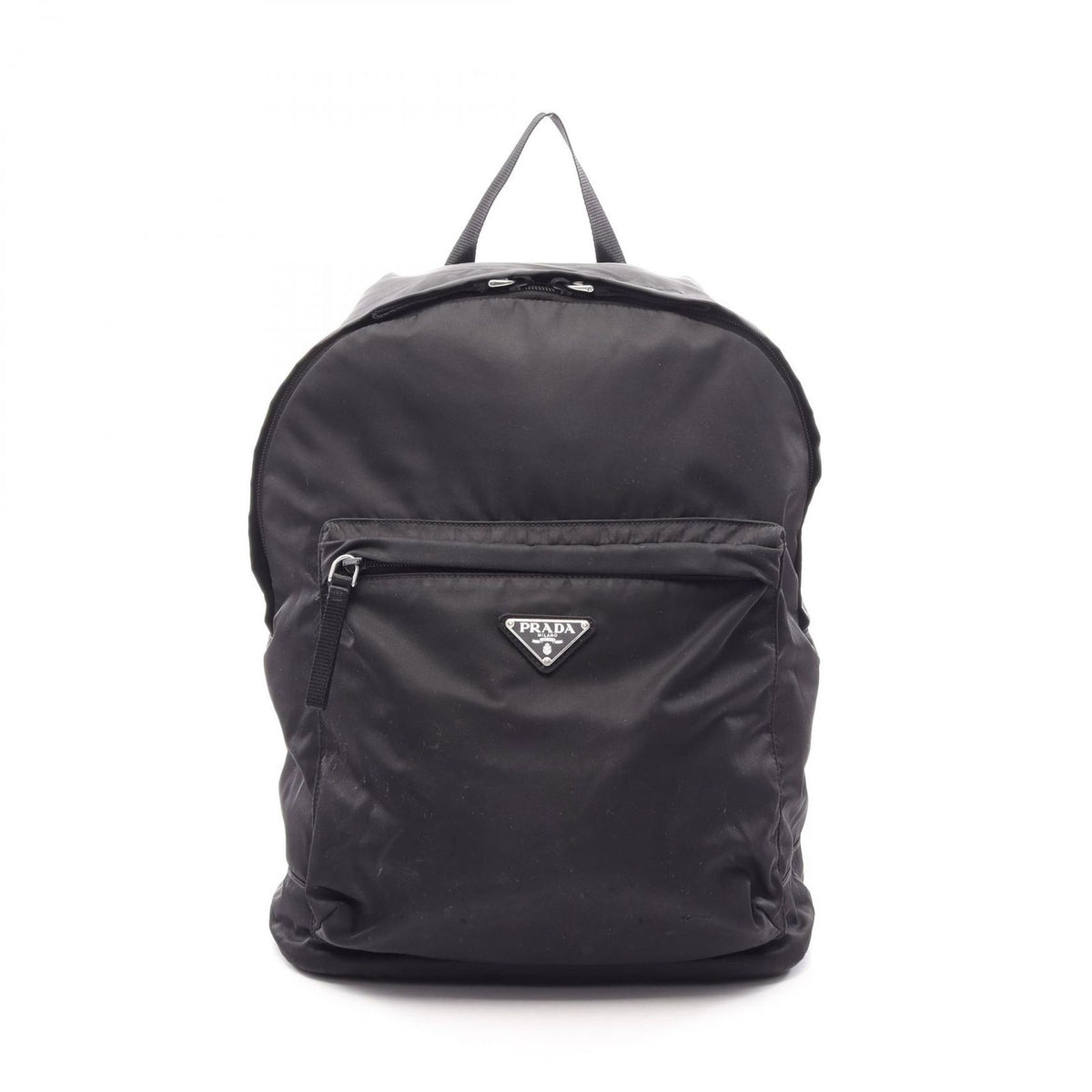 Prada Backpack Triangle Plate Black Nylon Logo Back