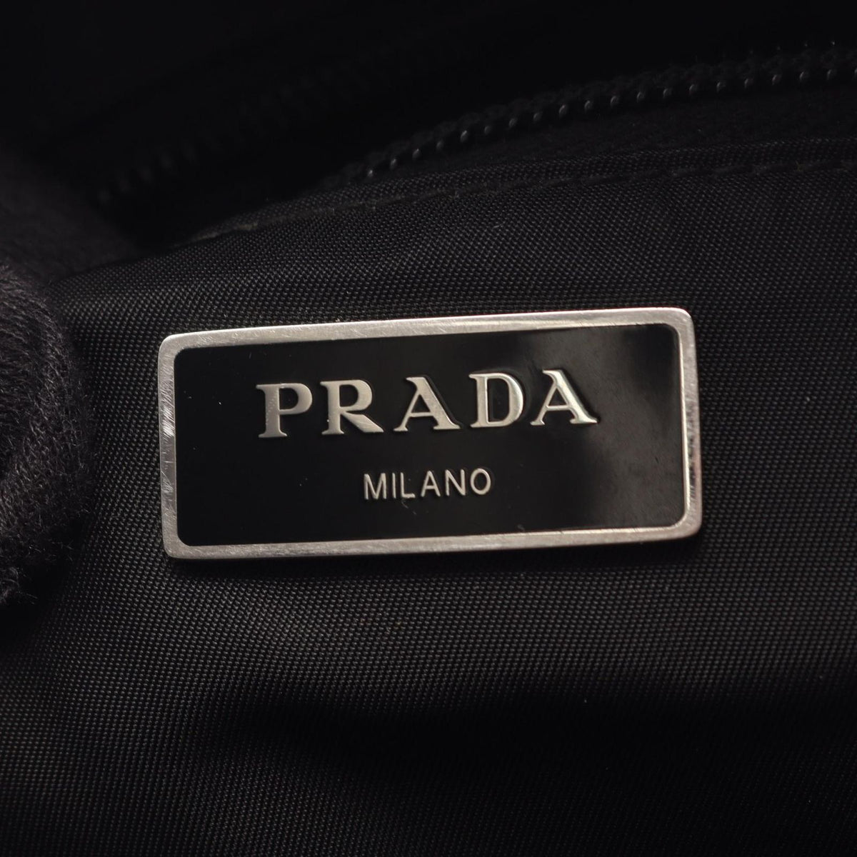 Prada Backpack Triangle Plate Black Nylon Logo Back — view 4