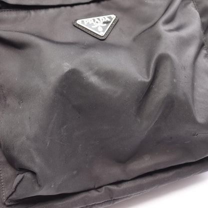 Prada Backpack Triangle Plate Black Nylon Logo Back — view 6