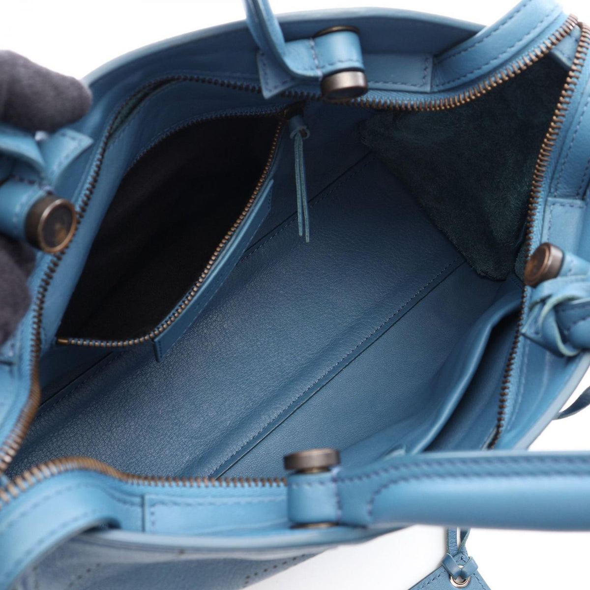 Balenciaga Handbag Blackout City S Black Out S 2-Way Blue Leather — view 3