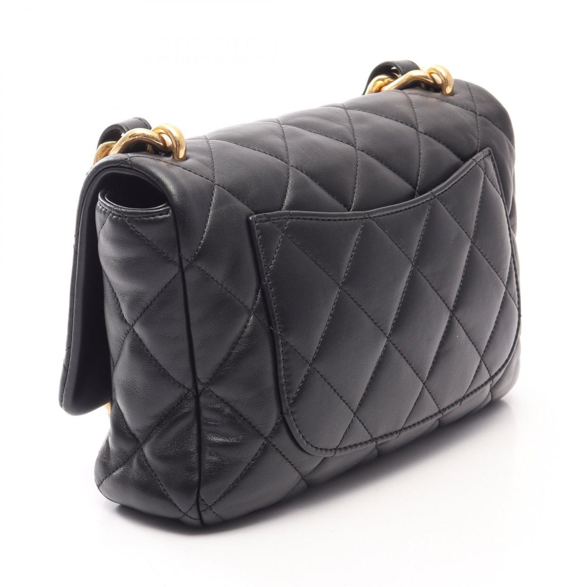 Chanel Shoulder Bag Large Flap Quilted Black Lambskin Chain — view 2