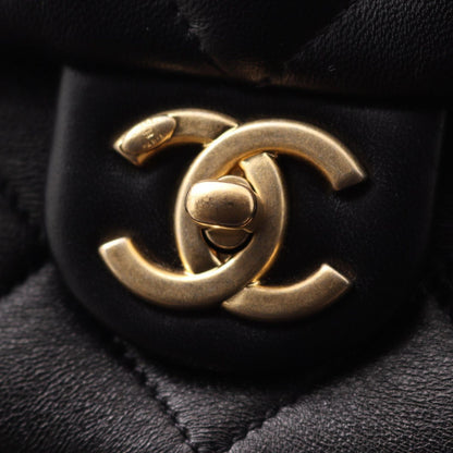 Chanel Shoulder Bag Large Flap Quilted Black Lambskin Chain — view 7