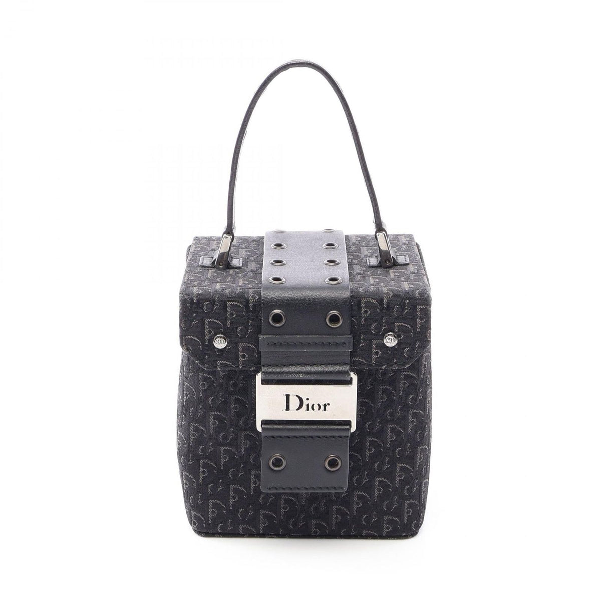 Dior Handbag Street Chic Trotter Black Canvas Leather Vanity Bag