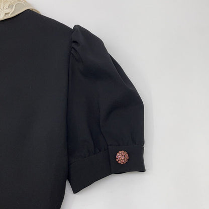 Gucci Black Pink Embroidered Lace Color Ribbon Dress — view 8