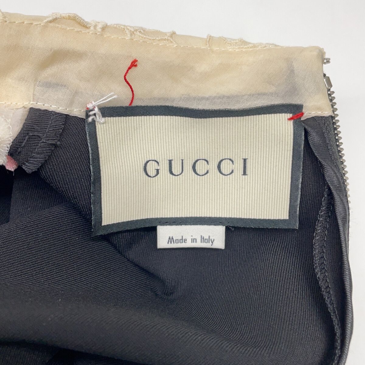 Gucci Black Pink Embroidered Lace Color Ribbon Dress — view 3