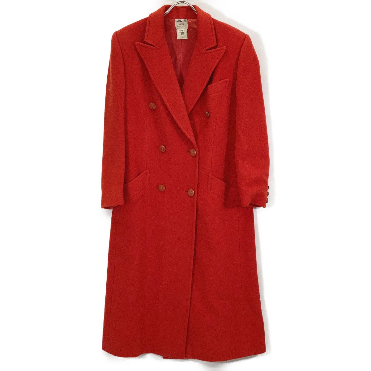 Celine Red Cashgora Wool Double Long Coat 40
