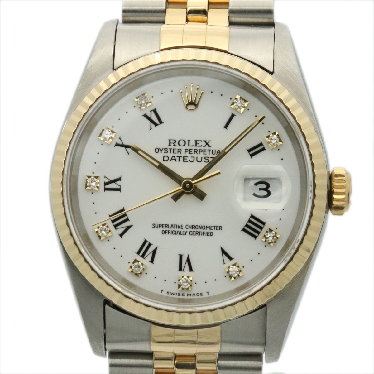 Rolex Role Datejust Diamond 18K Yellow Gold Automatic White Watch — view 6